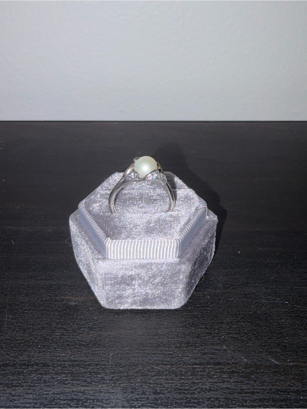 Pandora Luminous Leaves Pearl Clear CZ Ring